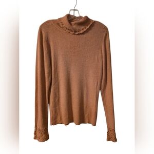 Tan Cowl Neck Sweater with Slim Fit